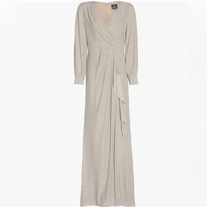 Adrianna Papell Champagne Metallic Jersey Dress
